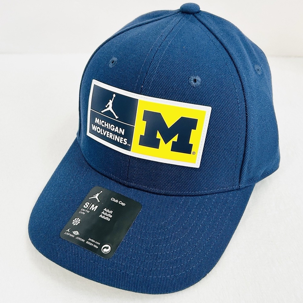 Jordan Michigan Wolverines Patch Club Cup Hat Adjustable Strap S/M Blue NCAA‎